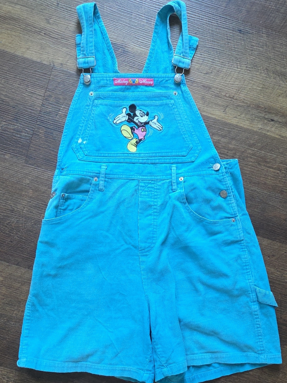 Vintage Blue Mickey Mouse Corduroy Short Overalls